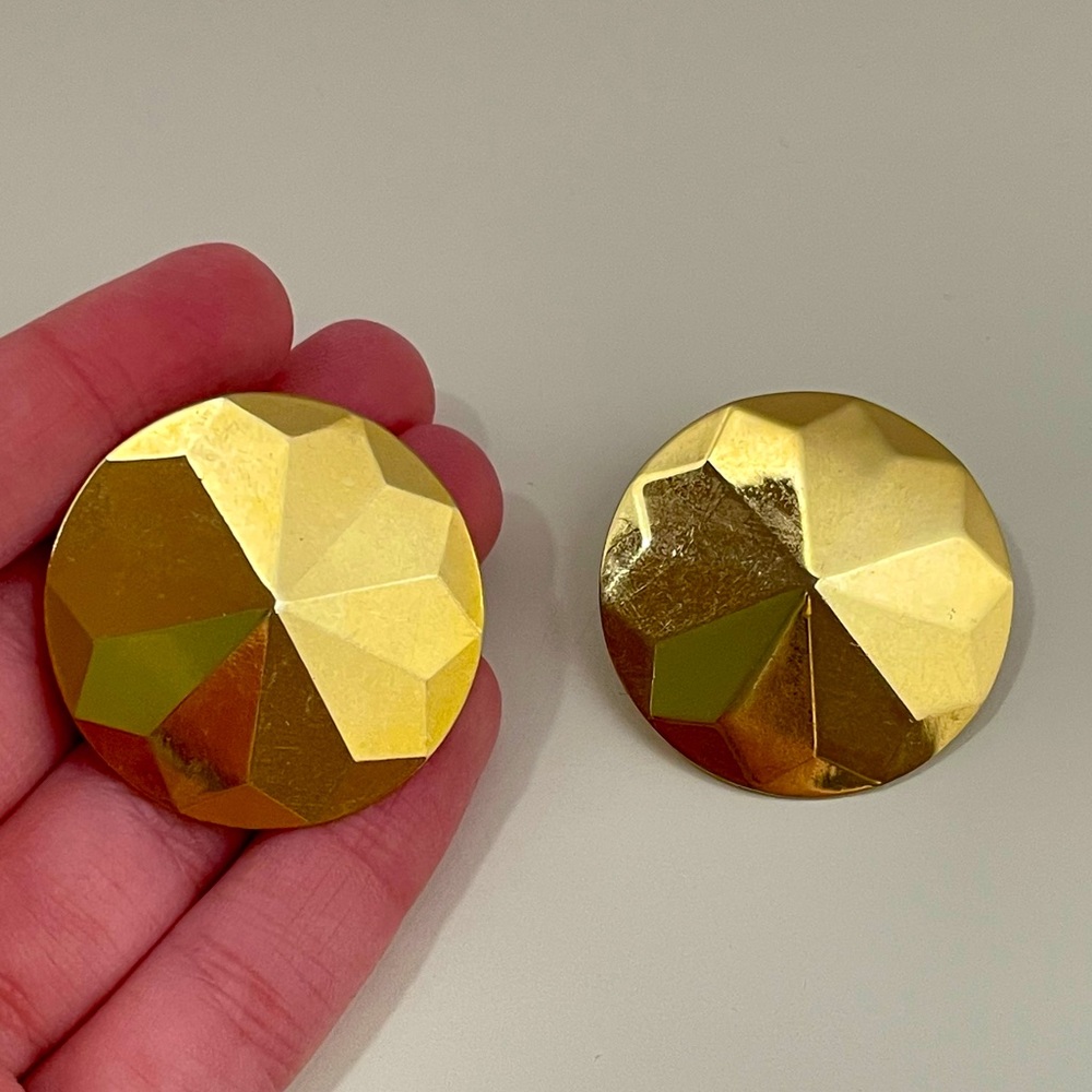 Vintage 80's Gold Tone Unique Mermaid Core Summer Maximalist Oversized Earrings